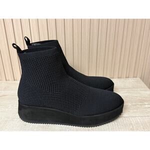 Eileen Fisher Women’s Mars Stretch Knit Wedge Heel Booties Black 9.5 US